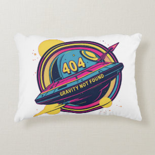 404 Gravity Not Found – Retro Space Pop Art Accent Pillow