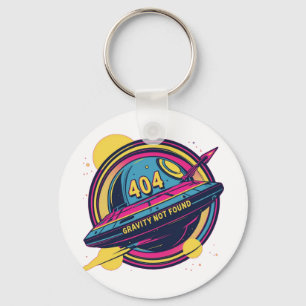 404 Gravity Not Found – Retro Space Pop Art Keychain