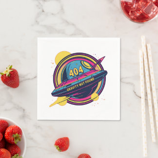 404 Gravity Not Found – Retro Space Pop Art Napkin