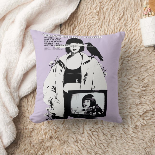 404: Normal Not Found – Glitched Soul Throw Pillow (Blanket)