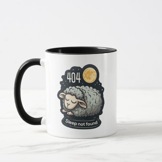 404 Sleep Not Found - Cute Cartoon Sheep Mug (Left)