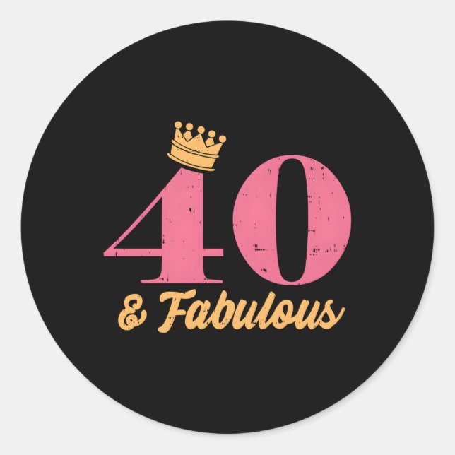40 40 Fabulous Since 1982 40Th Classic Round Sticker (Front)
