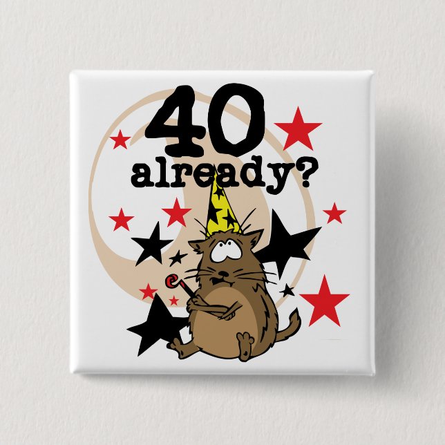 40 Already Birthday 2 Inch Square Button (Front)