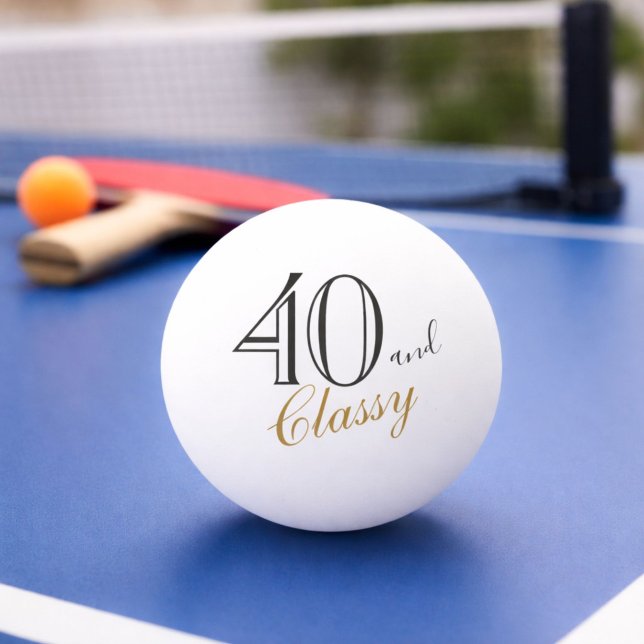 40 and Classy Elegant Script 40th Birthday Ping Pong Ball (Creator Uploaded)