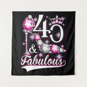 40 and Fabulous 40 Years Old 40th Birthday Diamond Tapestry