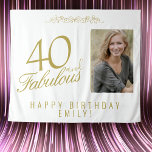 40 and Fabulous 40th Birthday Photo Backdrop Tapestry<br><div class="desc">Elegant 40 and Fabulous Elegant 40th Birthday Photo Backdrop Tapestry. 40 and fabulous text in trendy golden script with photo and name. Personalize it with your photo,  your name and the age,  and make your own elegant birthday party backdrop for woman`s birthday party.</div>