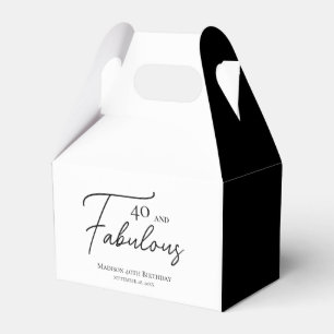 40 and Fabulous 40th Black & White Birthday Favor Box