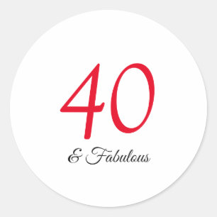 40 and fabulous birthday classic round sticker