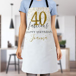 40 and Fabulous Birthday Elegant Gold and Black Apron<br><div class="desc">This chic black and gold script typography,  40 and fabulous gold stars confetti birthday apron can be personalized with your birthday celebration details. Designed by Thisisnotme©</div>