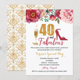 40 and Fabulous Birthday Invitation for Women