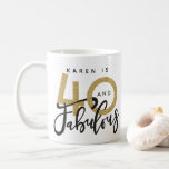 40 and fabulous birthday mug<br><div class="desc">Celebrate your special birthday in style with this black and gold effect 40 and fabulous birthday mug. Part of a collection.</div>