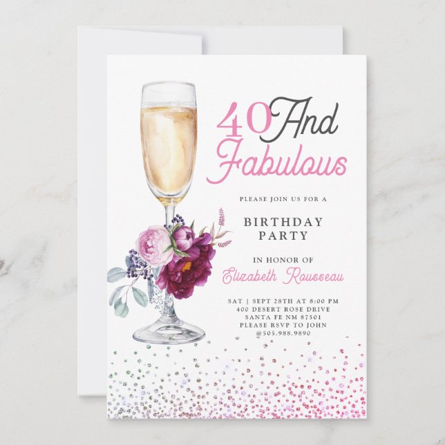 40 And Fabulous Birthday Party Invitation (Front)