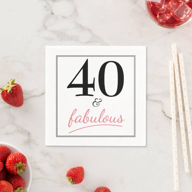 40 and Fabulous Birthday Party Paper Napkins (Insitu)