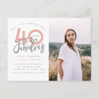 40 and fabulous birthday party photo invitation