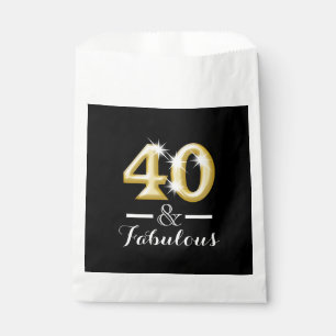 40 and fabulous black gold birthday favour bag