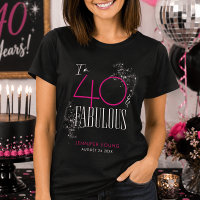 40 and Fabulous Black Pink Glam Sparkle Birthday