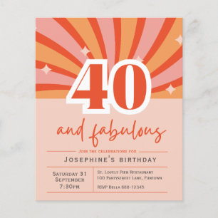 40 and fabulous, budget invitation flyer