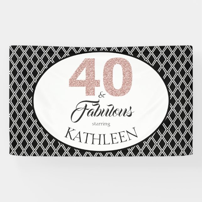 40 and Fabulous Custom 40th Birthday Banner (Horizontal)