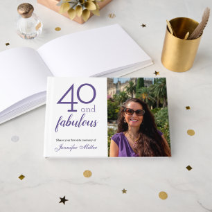40 and Fabulous Custom Photo & Name 40th Birthday Guest Book