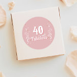 40 and Fabulous Foliage Pink 40th Birthday  Classic Round Sticker<br><div class="desc">40 and Fabulous Foliage Pink 40th Birthday Stickers. 40 and fabulous text in trendy white script with a name and white foliage on a pink background. Personalize it with your age.</div>