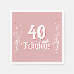 40 and Fabulous Foliage Pink 40th Birthday  Napkin