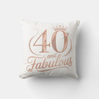 40 And Fabulous Glitter Queen Birthday Celebration Throw Pillow