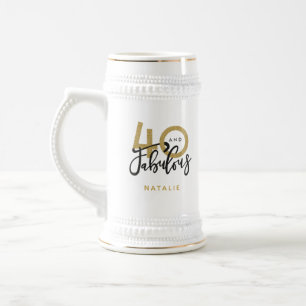 40 and fabulous gold & black birthday party beer stein