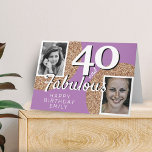 40 and Fabulous Gold Glitter 2 Photo 40th Birthday Card<br><div class="desc">40 and Fabulous Gold Glitter 2 Photo 40th Birthday Greeting Card. Add your photos - you can use an old and new photo. Add your name,  age and text inside or erase it.</div>