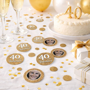 40 and Fabulous Gold Glitter Photo 40th Birthday  Confetti