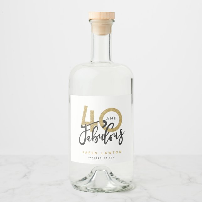 40 and fabulous gold wine label (Front)
