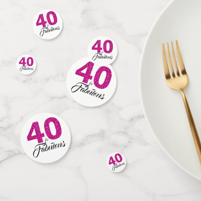 40 and Fabulous Hot Pink Glitter 40th Birthday Confetti (Group)