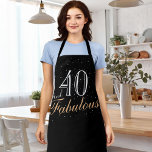 40 and Fabulous Modern Black 40th Birthday Apron<br><div class="desc">40 and Fabulous Modern Black 40th Birthday Apron. Trendy saying 40 and fabulous for a woman. The background is black and the text is in trendy white and golden colours. Customize the apron with the age number.</div>