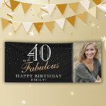 40 and Fabulous Modern Black 40th Birthday Photo Banner<br><div class="desc">40 and Fabulous Modern Black 40th Birthday Photo Banner. Great sign for the 40th birthday party with a custom photo, inspirational and funny quote 40 and fabulous. The background is black and the text is in white and golden colours. Personalize the sign with your photo, your name and the age...</div>