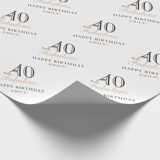 40 and Fabulous Modern Woman 40th Birthday Wrapping Paper (Corner)