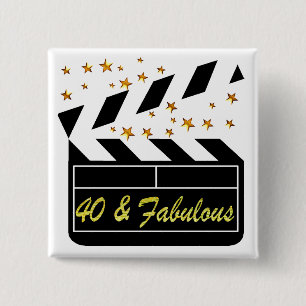 40 AND FABULOUS MOVIE QUEEN 2 INCH SQUARE BUTTON