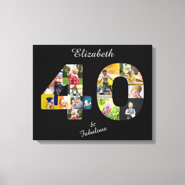 40 and Fabulous Multi Photo Mom 40th Birthday Canvas Print (Front)