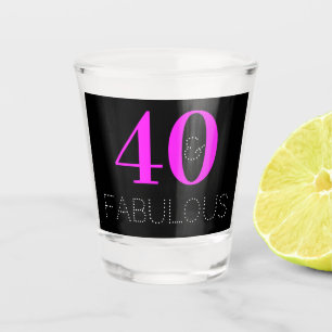 40 and fabulous Neon Pink Birthday Party Favour Shot Glass