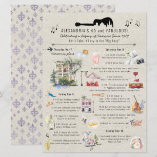40 and Fabulous   New Orleans Birthday Itinerary Invitation