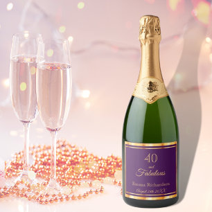 40 and fabulous on stylish purple with name date sparkling wine label