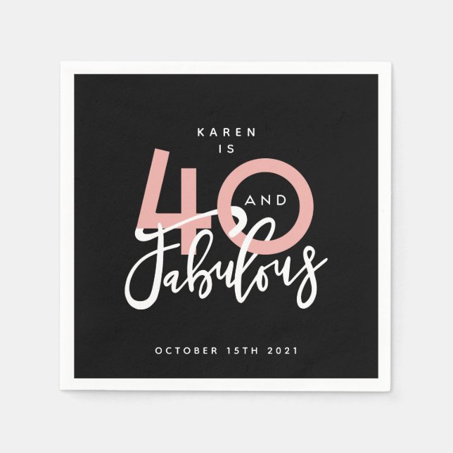 40 and fabulous  paper plate napkin (Front)