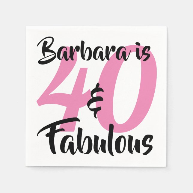 40 and Fabulous Personalized Birthday Party Napkin (Front)