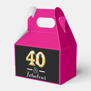 40 and fabulous pink gold birthday favor box