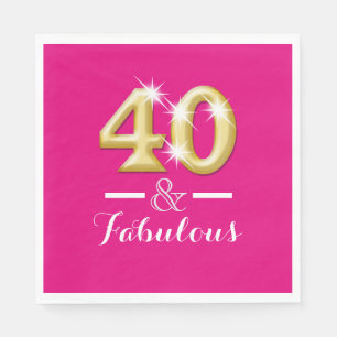 40 and fabulous pink gold birthday napkin