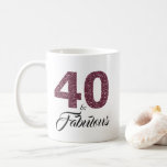 40 and Fabulous Purple Glitter 40th Birthday Coffee Mug<br><div class="desc">Celebrate turning 40 in style with this elegant 40th birthday design. The words 40 and fabulous in burgundy purple glitter and black are set using modern typography. Matching products suach as invitations and party supplies are available in our store. If you need any help please contact us through our store....</div>