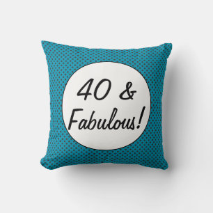 40 and Fabulous Retro Polka Dots Throw Pillow