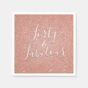 40 and Fabulous Rose Gold Blush Pink Glitter Napkin