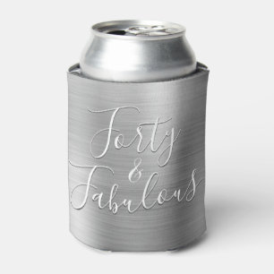 40 and Fabulous Rose Silver Modern Can Cooler