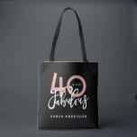 40 and fabulous tote bag<br><div class="desc">Celebrate your special birthday in style with this white and pink 40 and fabulous birthday design</div>