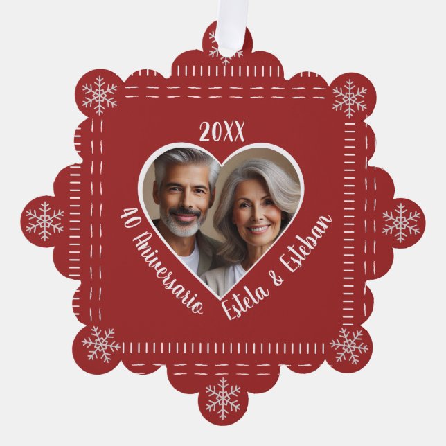 40 Aniversario Personalizado Paper Ornament Card (Front)