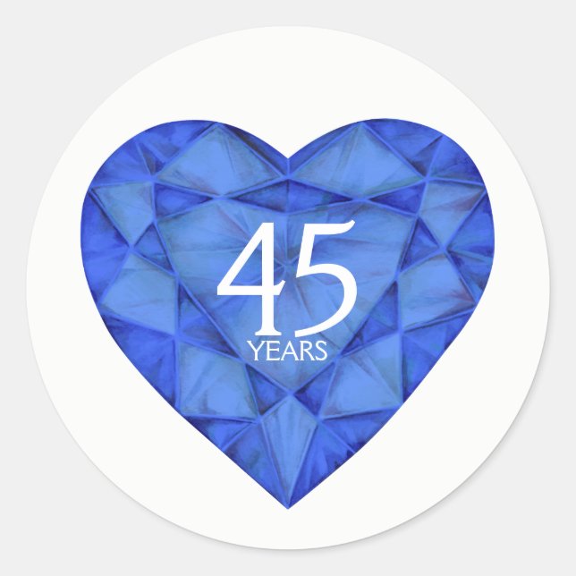 40 ans saphir coeur aquarelle autocollants d'art (Devant)